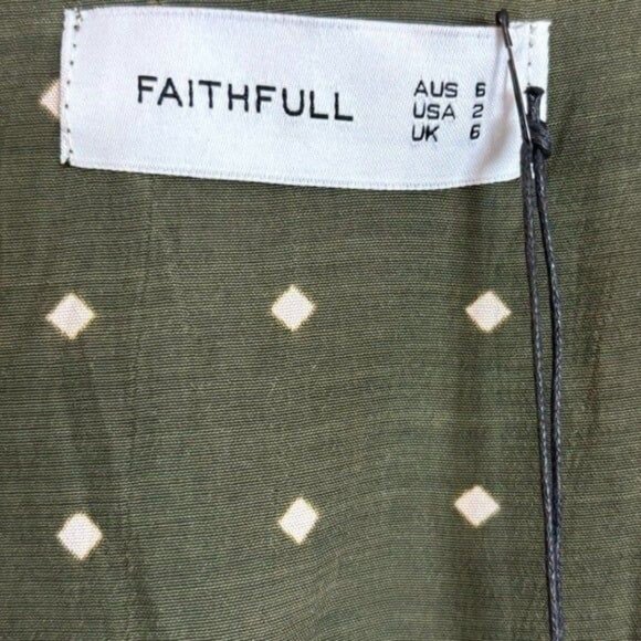 NEW Faithfull The Brand Stefano Corelli Wrap Dress Size 2 (XS) Greenish Brown - Picture 10 of 12